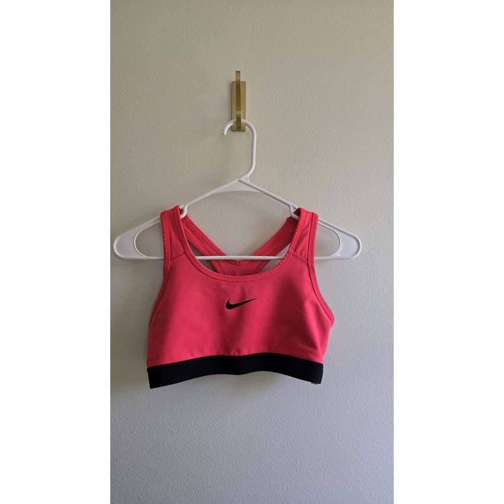Nike Dri Fit Sports Bra Women's Large Pink Racerback Medium Support Athletic Gym